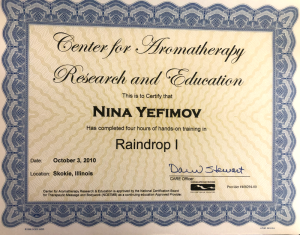 Nina Radarani raindrop aromatherapy certification
